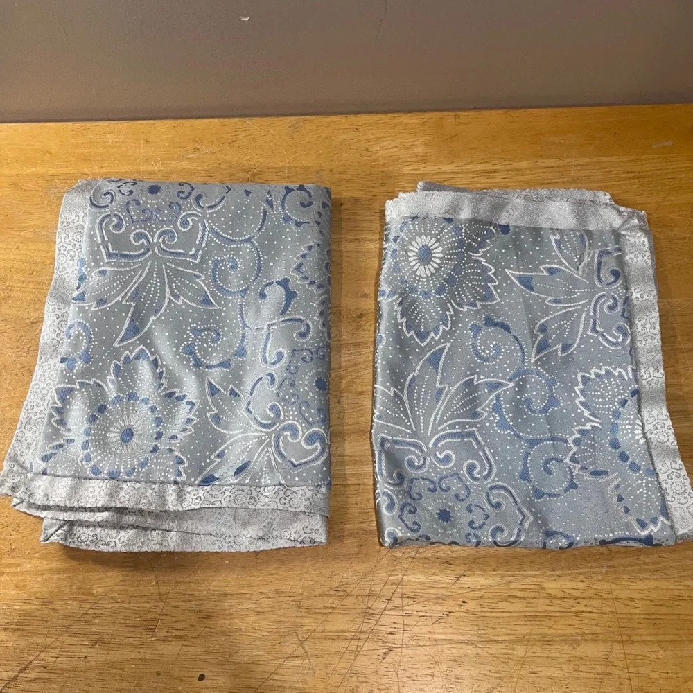Martha Stewart Collection Light Blue Silver Damask Floral Pillow Shams Set of 2